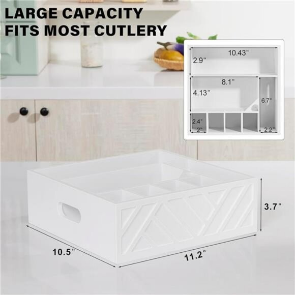 Wood Utensil Holder Paper Plate Cup Napkin Caddy Flatware Organizer for Party - Picture 3 of 8